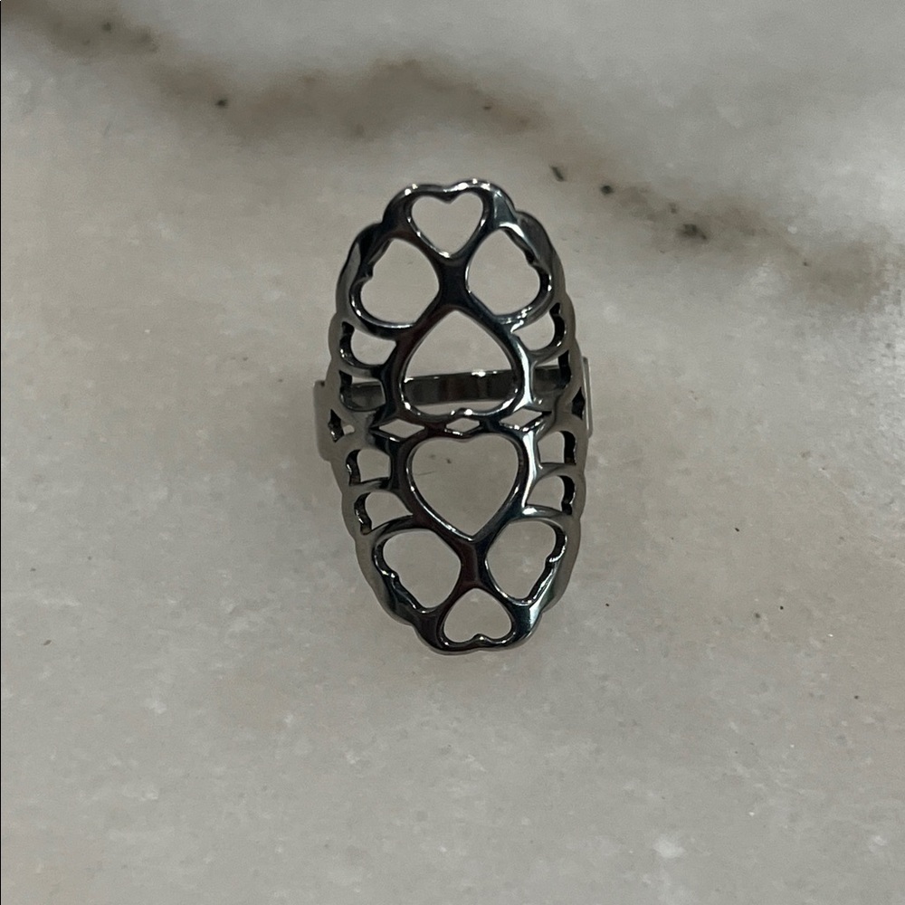Stainless Steel Heart Pattern Cutout Ring